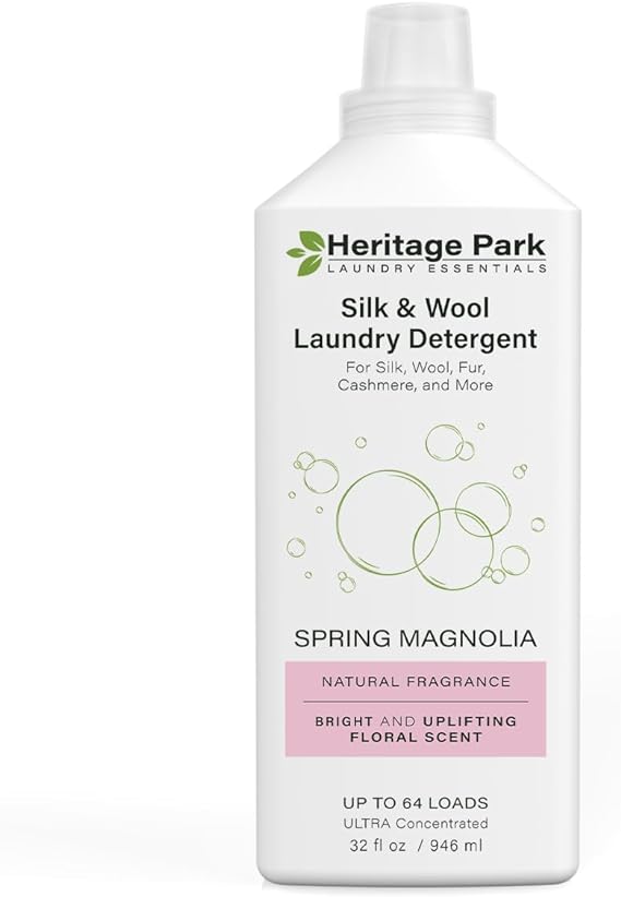 Heritage Park Silk & Wool Fragrance Free, Hypoallergenic, pH-Neutral Laundry Detergent - Dermatologist-tested, Sensitive Skin-Friendly, Enzyme-Free, Concentrated Up to 128 loads (64 fl oz)