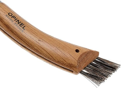 Opinel No. 08 Mushroom Knife – Pick + Clean Mushrooms, Beechwood Handle, Integrated Brush, Curved Sandvik Steel Blade, Made in France
