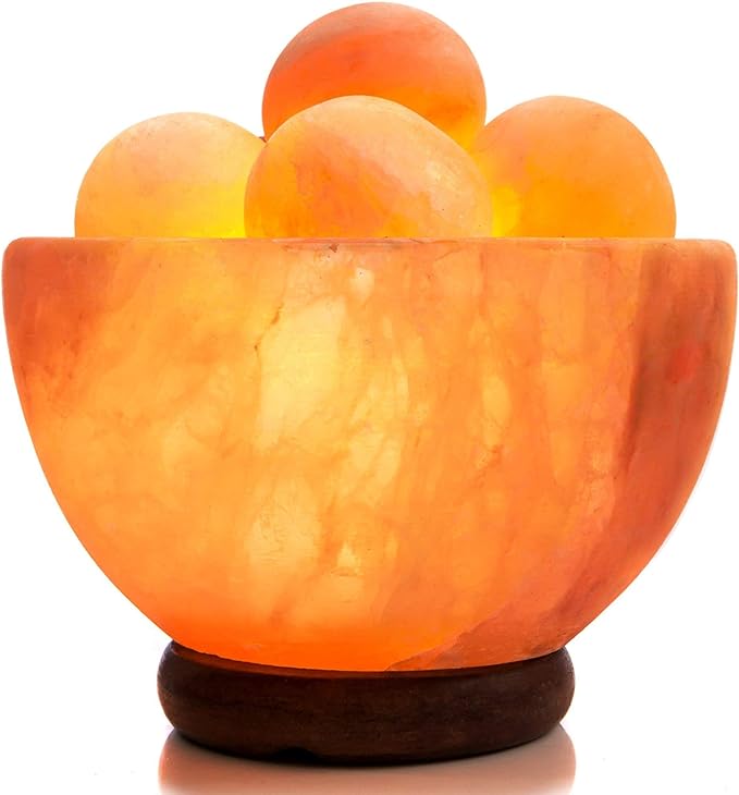 UMAID Himalayan Salt Lamp 8-10 inch (7-11 lb), Salt Rock Lamp Includes Dimmable Switch & Night Light Bulb on Handcrafted Wooden Base, Himalayan Pink Salt Lamp is Made with Natural Himalayan Rock Salt