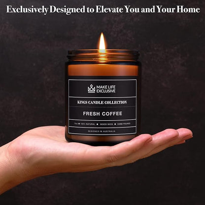 Scented Candles for Men | Fresh Coffee Candle Smells of Espresso | Wood Wick Long Lasting Masculine Scents | Natural Soy Jar Candle for Home Coffee Candles Scented Strong Bachelor Pad Decor Mens Gift