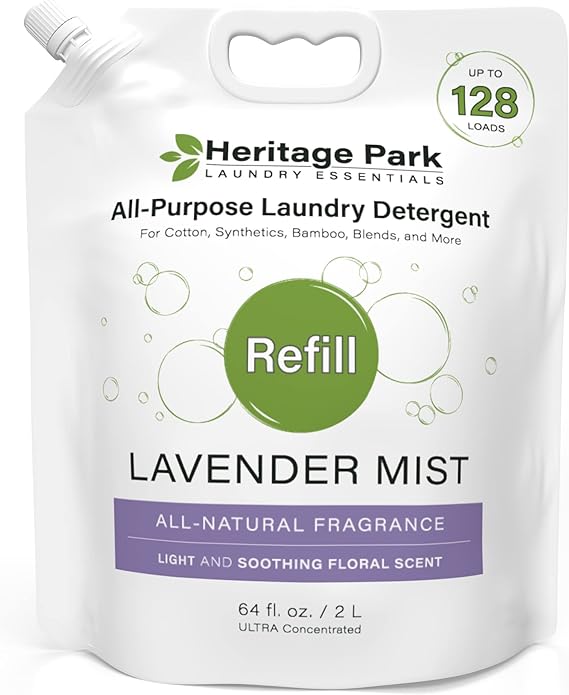 Heritage Park Silk & Wool Fragrance Free, Hypoallergenic, pH-Neutral Laundry Detergent - Dermatologist-tested, Sensitive Skin-Friendly, Enzyme-Free, Concentrated Up to 128 loads (64 fl oz)