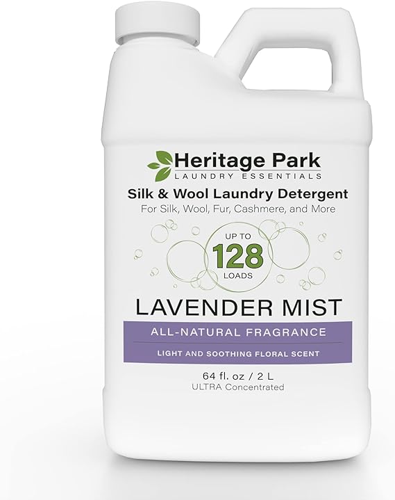 Heritage Park Silk & Wool Fragrance Free, Hypoallergenic, pH-Neutral Laundry Detergent - Dermatologist-tested, Sensitive Skin-Friendly, Enzyme-Free, Concentrated Up to 128 loads (64 fl oz)