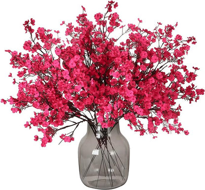 Momkids 6 Pcs Babys Breath Artificial Flowers Bulk Real Touch Faux Gypsophila Bouquet Fake Plastic Silk Flowers for Home Kitchen Bedroom Wedding Festival Christmas Halloween Party Decoration (Red)