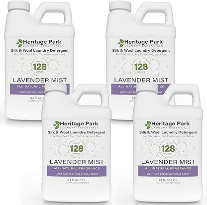 Heritage Park Silk & Wool Fragrance Free, Hypoallergenic, pH-Neutral Laundry Detergent - Dermatologist-tested, Sensitive Skin-Friendly, Enzyme-Free, Concentrated Up to 128 loads (64 fl oz)